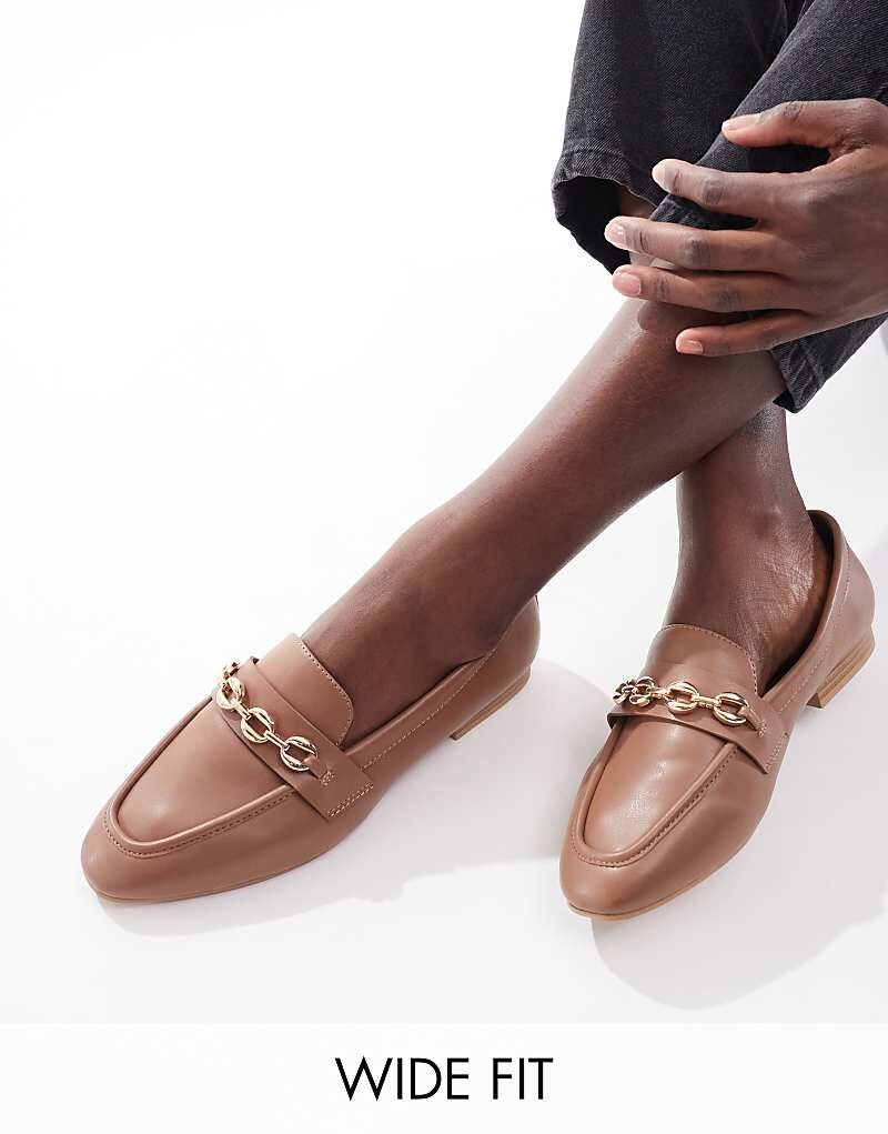 

ASOS DESIGN – Широкий крой – Macaroon – Лоферы Hellbraun mit Kettendetail
