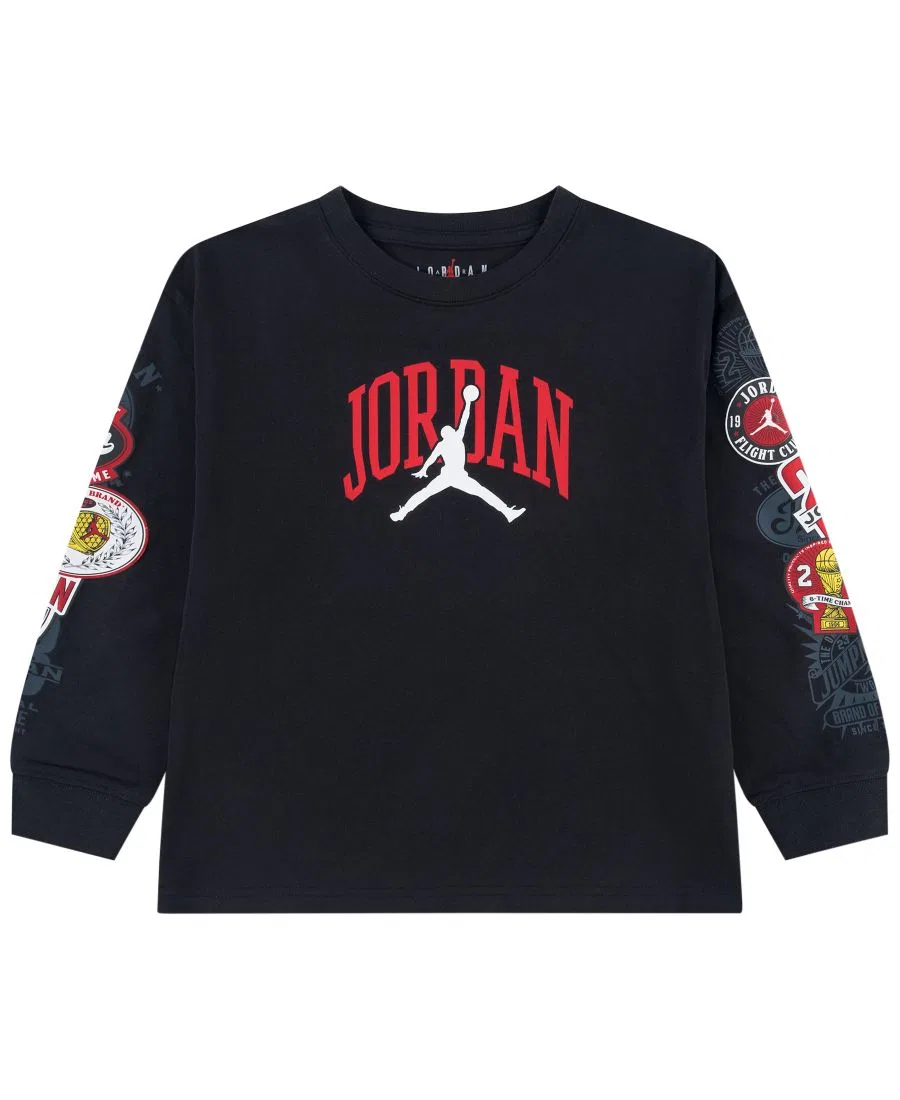 Детская футболка с длинным рукавом с принтом Highway Jordan, Black