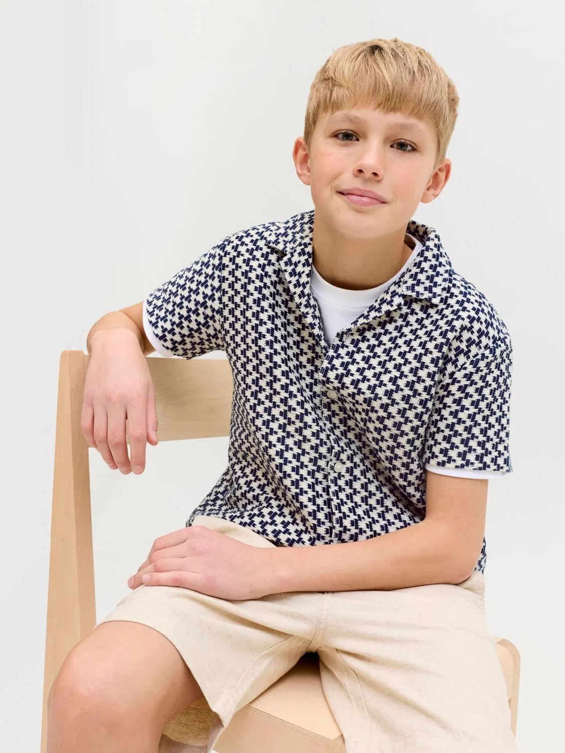 Рубашка с узором, вязаная JACK & JONES JUNIOR, синий