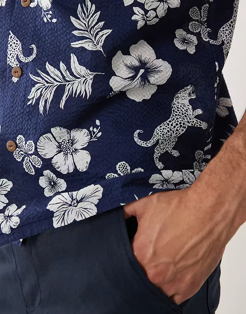 Рубашка Polo Ralph Lauren с сине-белым цветочным принтом — фото 4