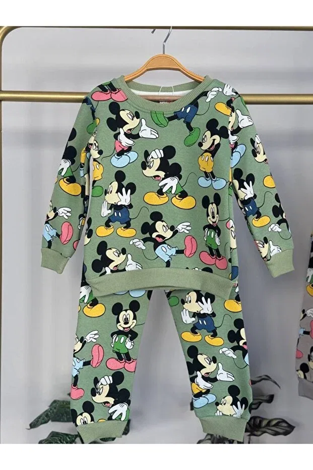 Детский комплект спортивного костюма с рисунком Mickey Mouse Boniboom Kids, Green