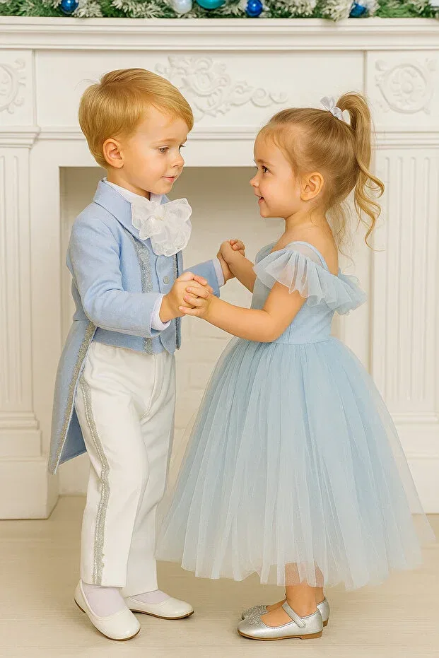 Детский комплект из бархата с длинным рукавом Tozpembebaby, Blue — фото 2