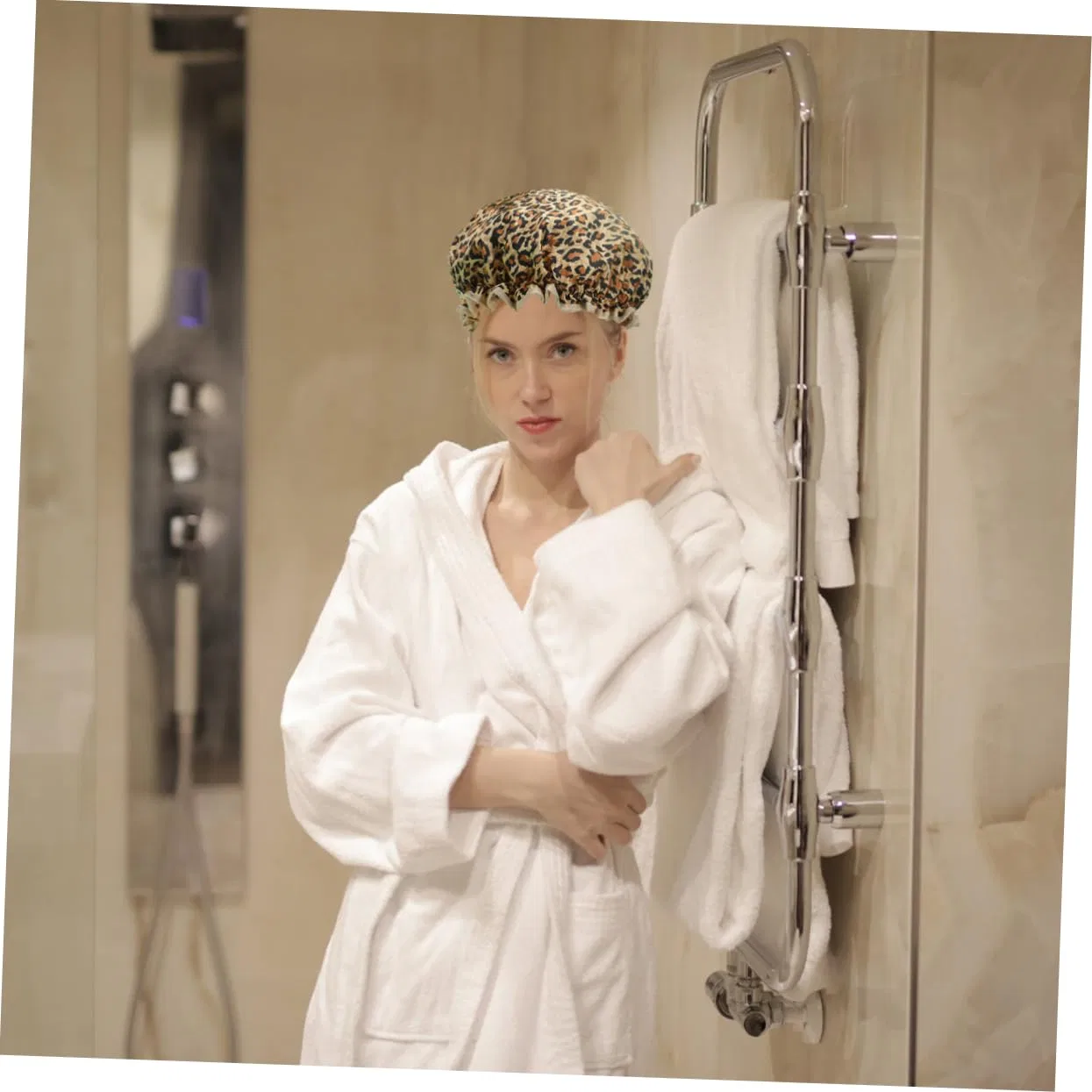 Набор шапочек для душа из PEVA, FOMIYES, 6 шт, 27 см, Leopard — фото 2
