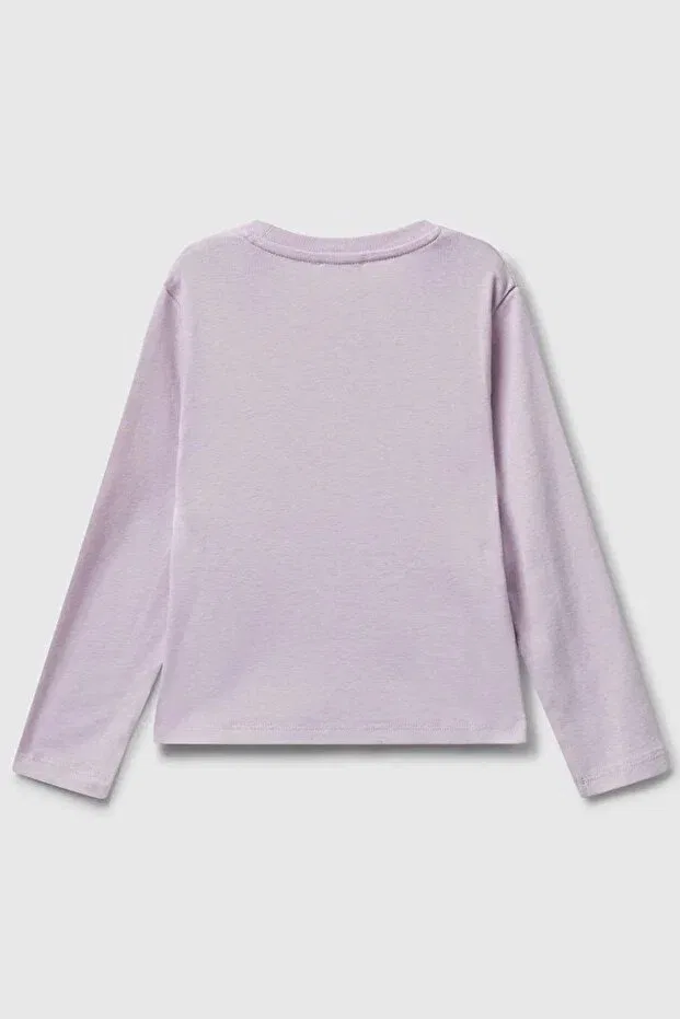 Детская футболка с длинным рукавом с принтом Benetton, Purple — фото 2