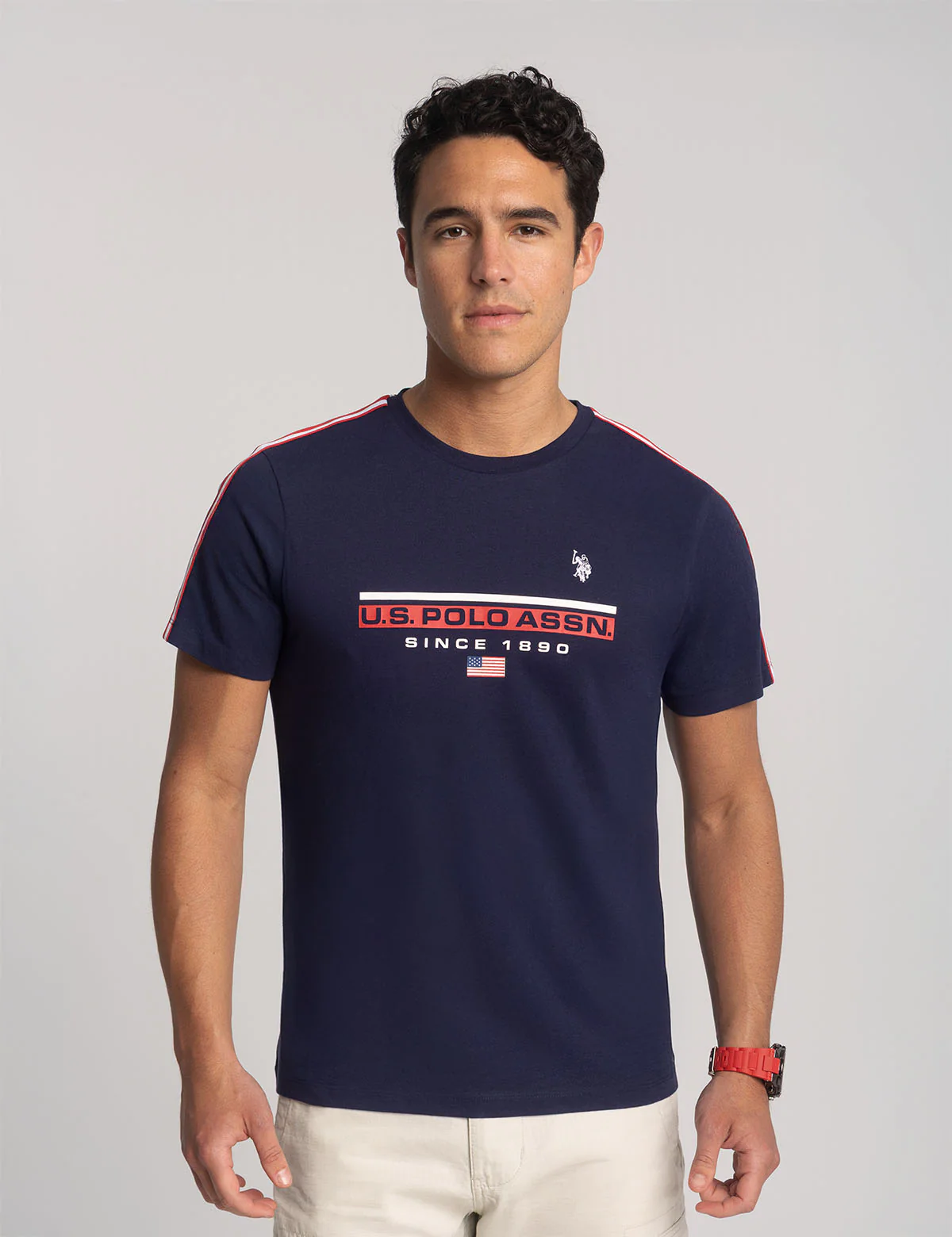 

Футболка U.S. Polo Assn Shoulder Tricot Tape Jersey Graphic, темно-синий