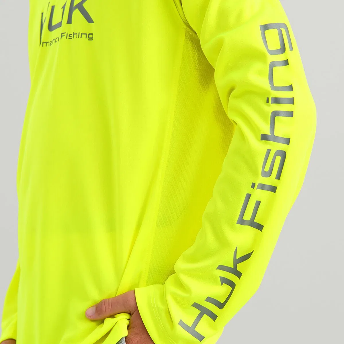 Детская футболка с длинным рукавом Pursuit Solid Crew Huk, Neon Yellow — фото 2