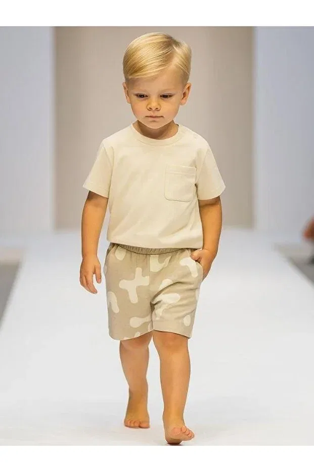 Детские шорты для мальчиков с камуфляжным принтом Zekids, Beige — фото 3