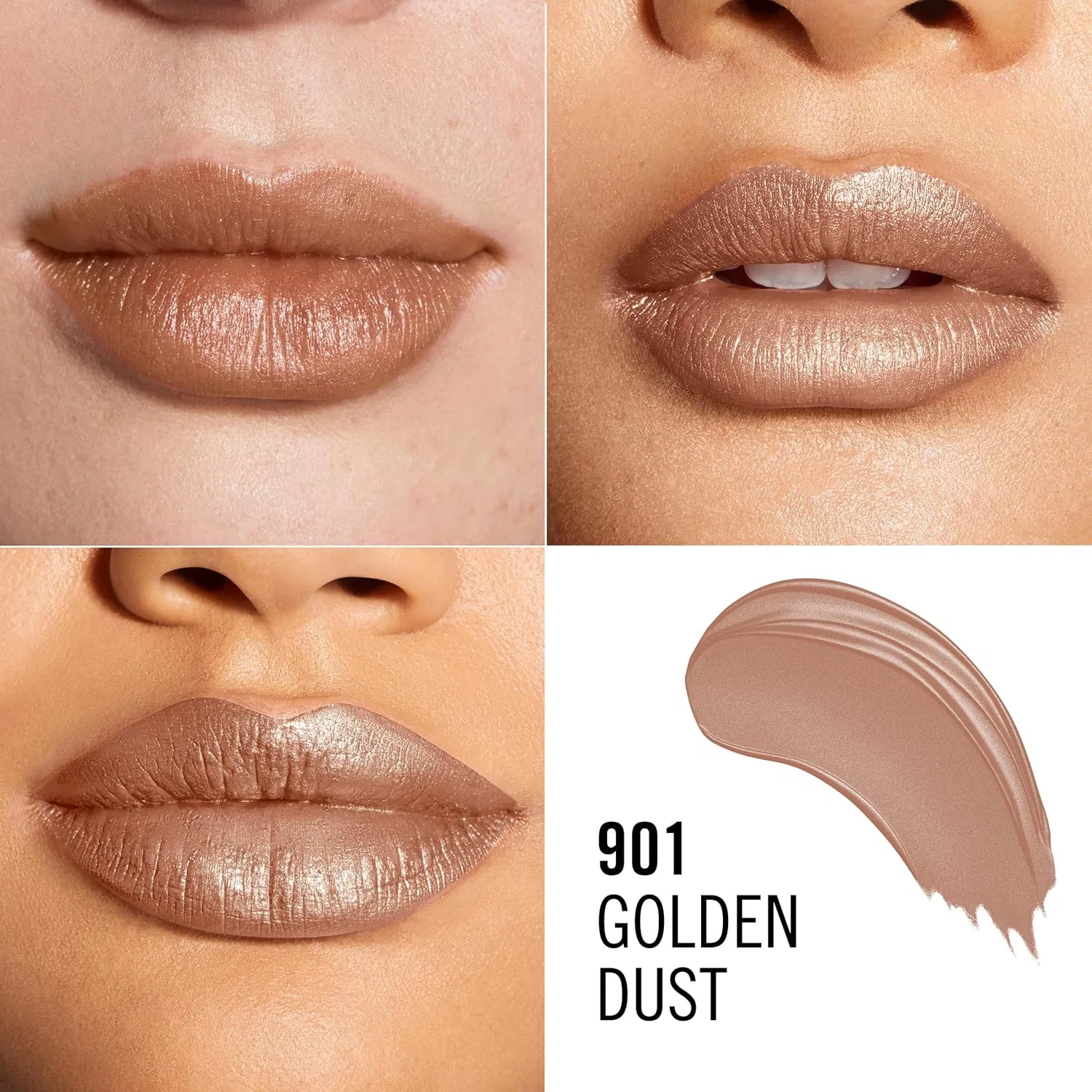 Помада стойкая шиммерная Rimmel, 4 г, 901- Golden Dust — фото 2