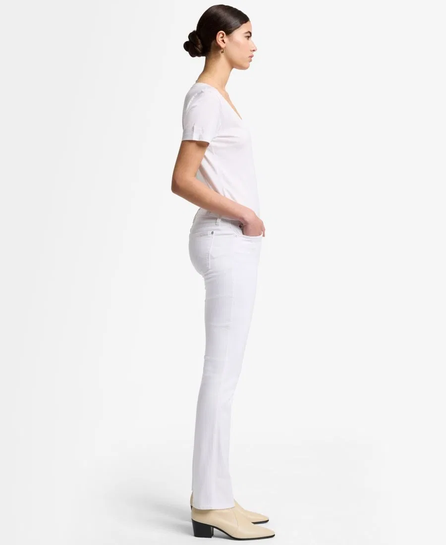 Джинсы прямого кроя с высокой посадкой Kimmie Straight-Leg Mid-Rise 7 For All Mankind, Luxe White — фото 3