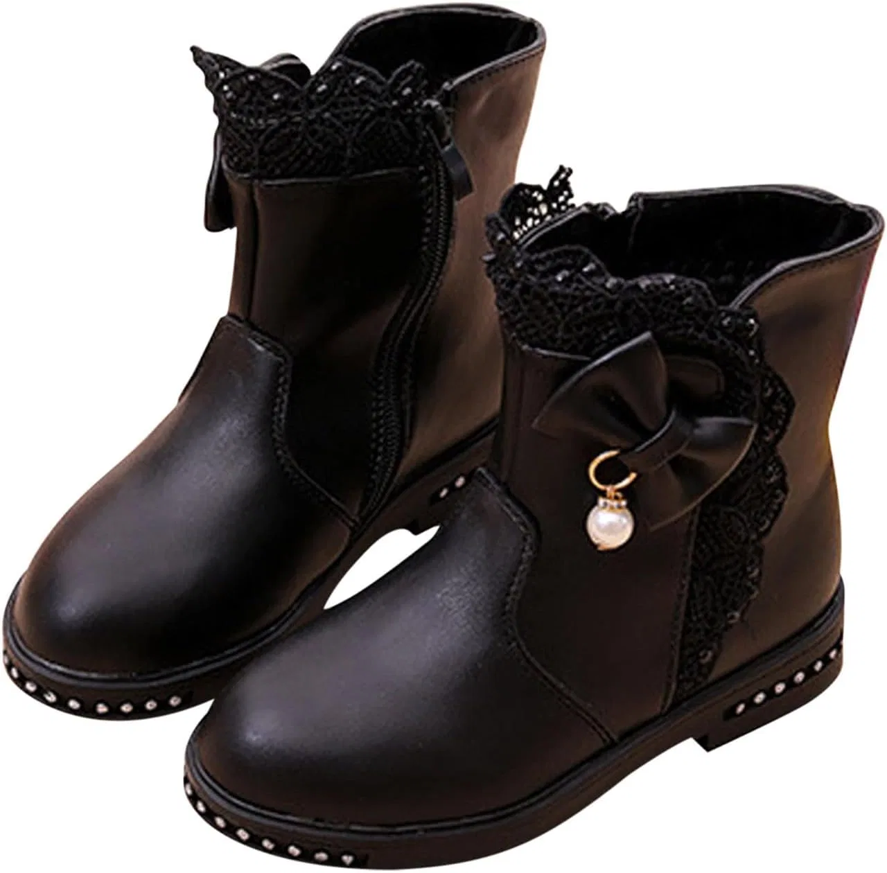 Детские ботинки для девочек с кружевом, модель Fashion Booties, бренд, Black