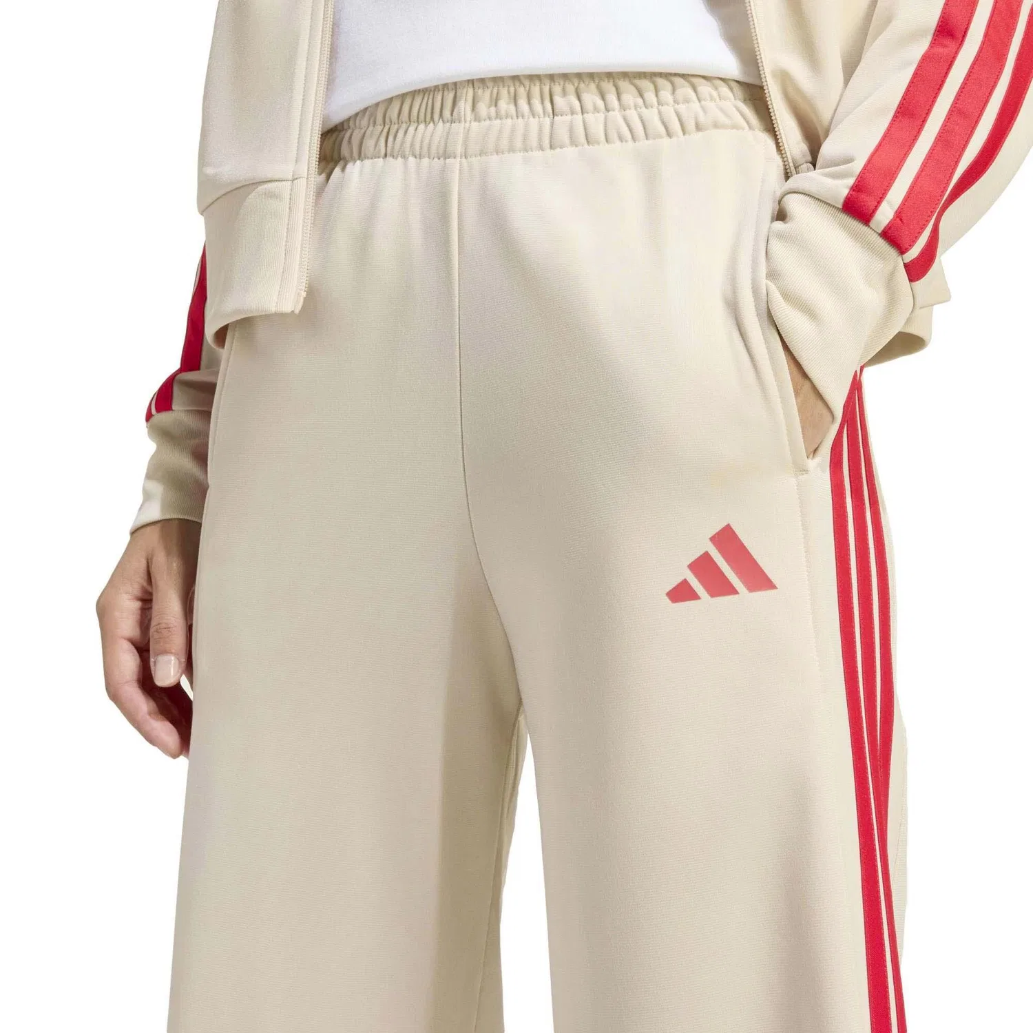 Женские спортивные брюки с логотипом Adidas, Цвет Beige — фото 4