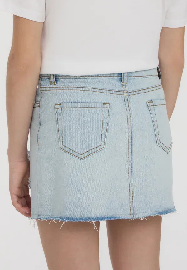 Юбка джинсовая A-line skirt Terranova, Blu Denim Chiaro, светло-голубой — фото 3