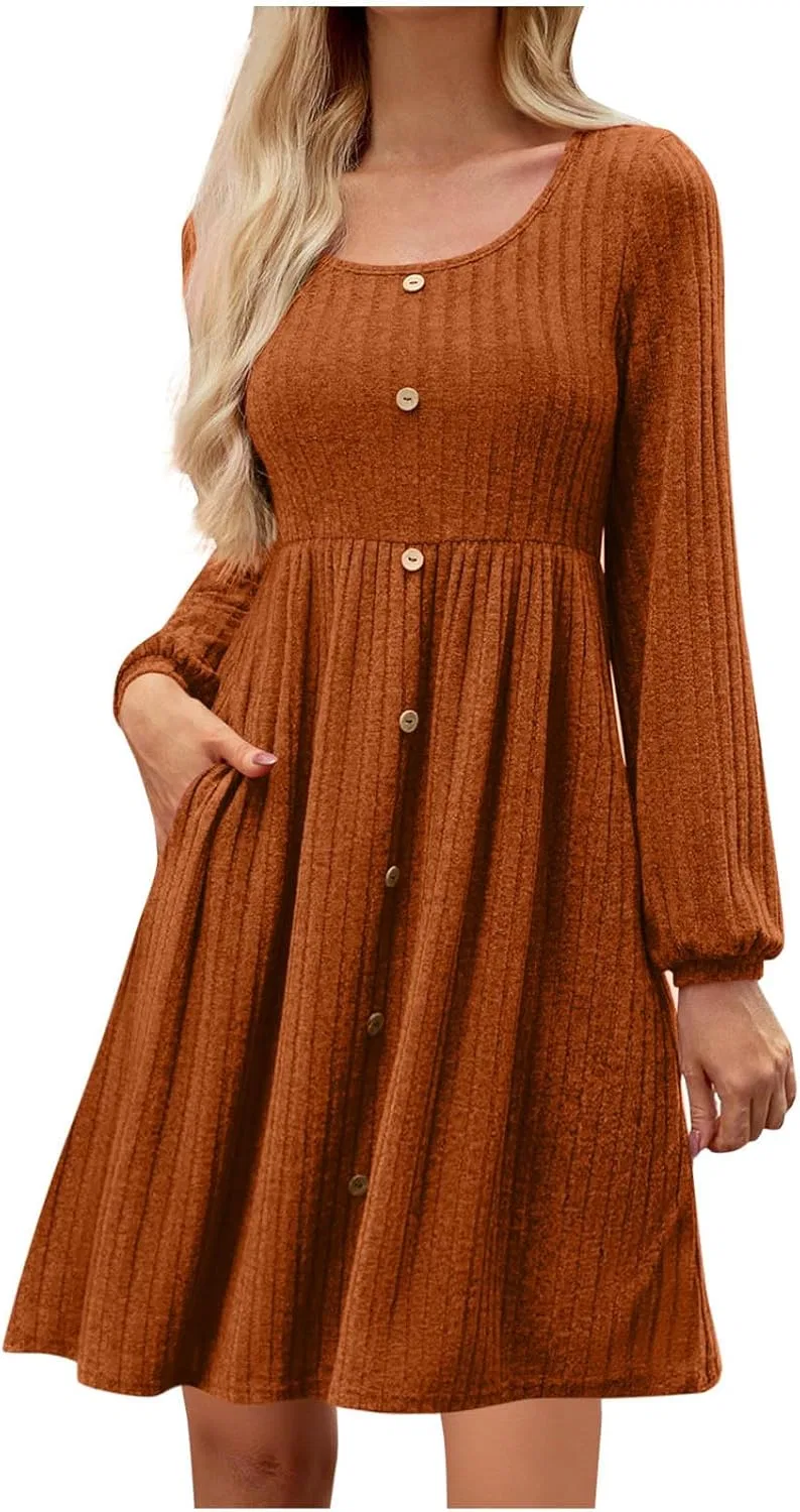 Женское трикотажное платье с эластичным поясом, Brown