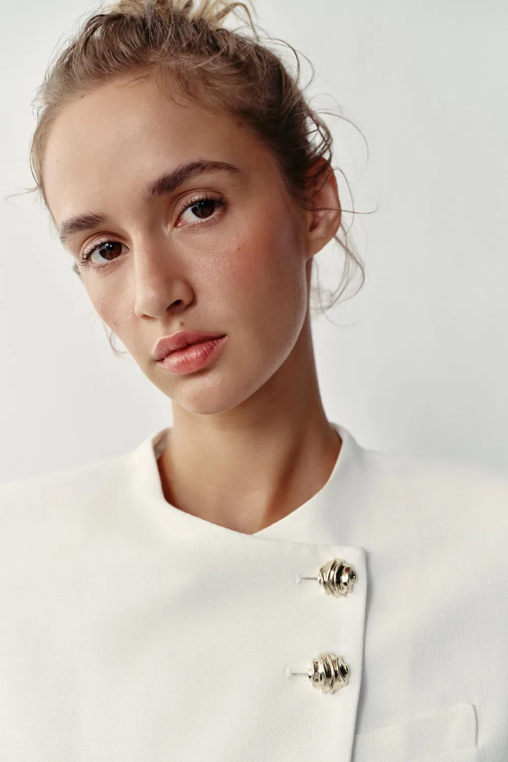 Блейзер с короткими рукавами и подплечниками ZARA, Ecru — фото 3