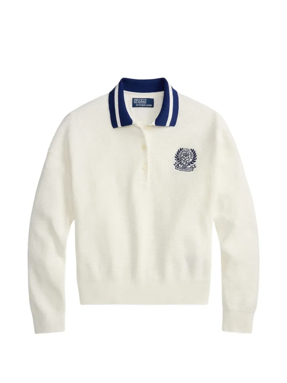 Свитер вафельной вязки с вышивкой Polo Ralph Lauren, бежевый