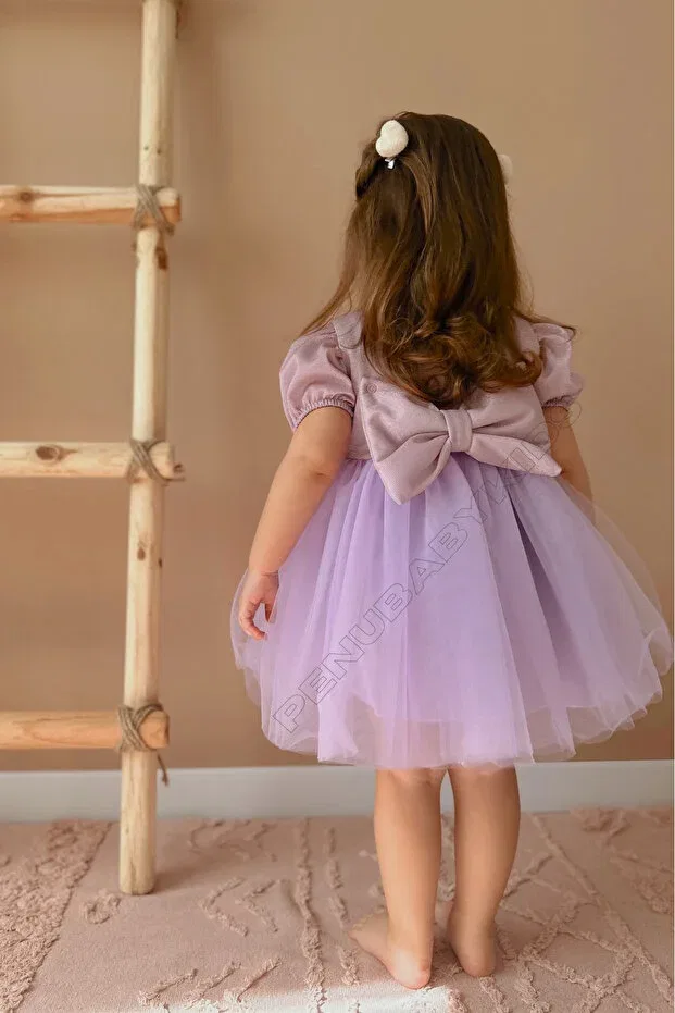 Детское платье для девочек с коротким рукавом-фонарик Penu Baby Kids, Purple — фото 3