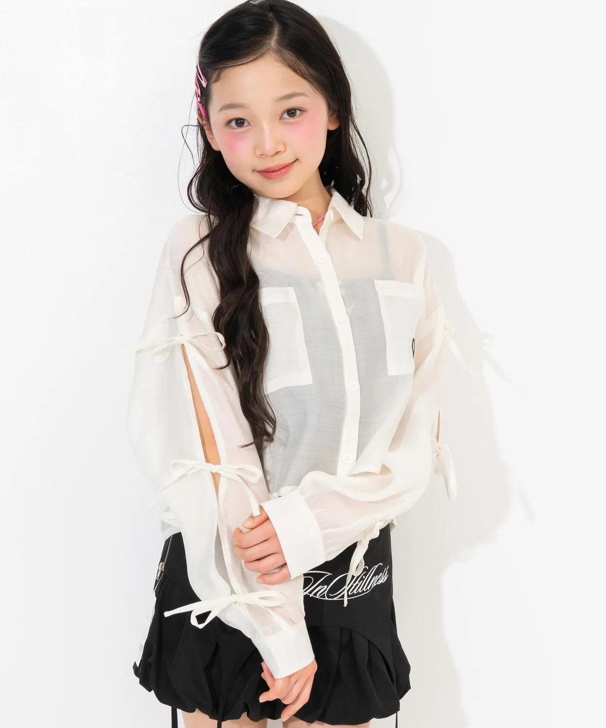 Детская блузка с длинным рукавомс принтом ANAP GiRL, White/Black — фото 2