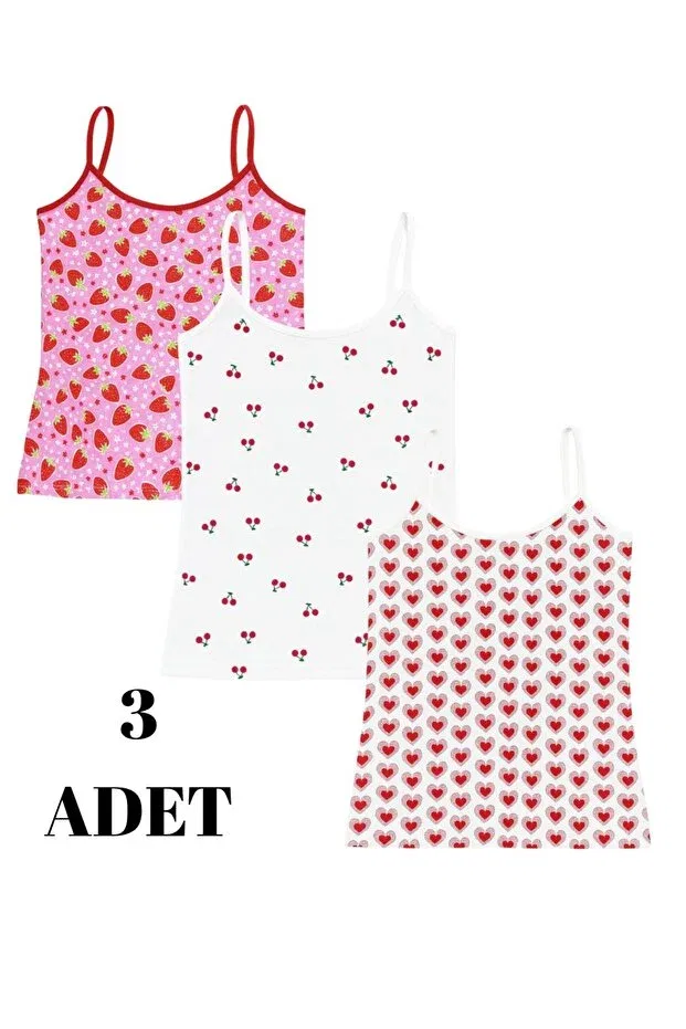 Детский комплект маек для девочек хлопковый 3-Pack combed cotton girls' undershirts Saraç Yıldız, Çok Renkli