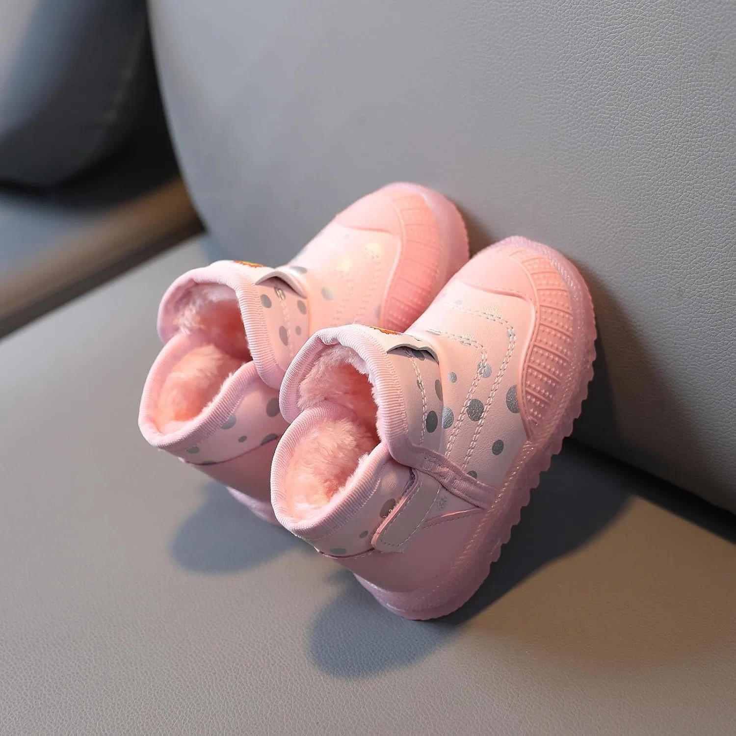 Детские зимние ботинки на меху для мальчиков и девочек, Pink — фото 4