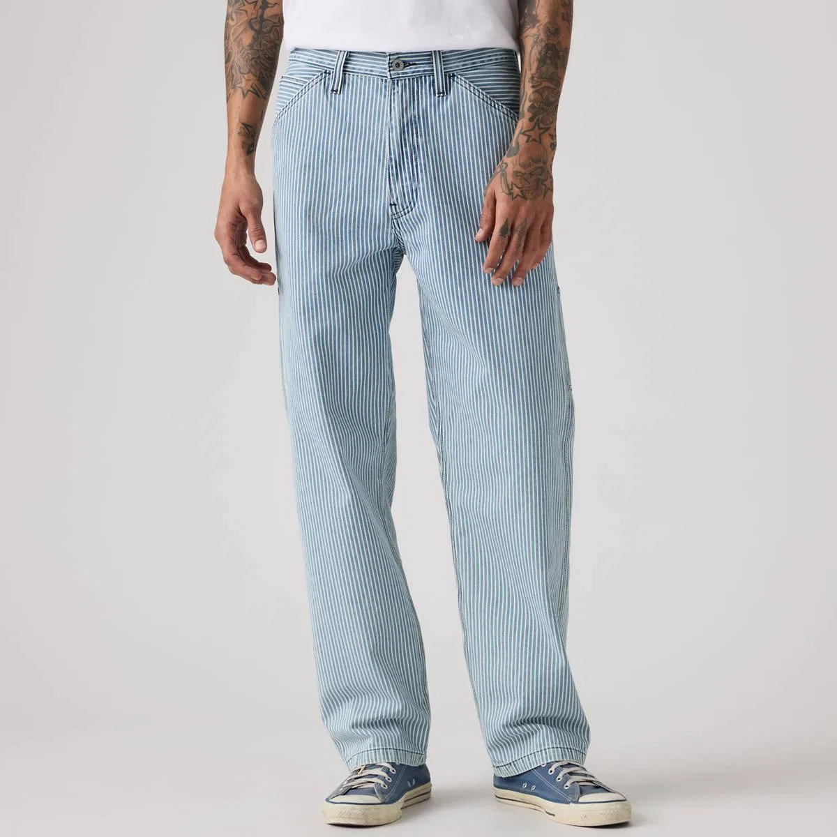 свободные прямые мужские рабочие джинсы 568 Levi's, Aged Railroad Stripe - Light Wash — фото 2