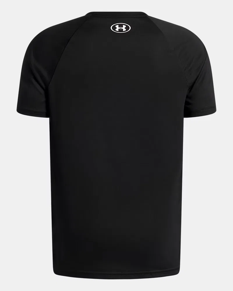 Футболка для мальчиков с коротким рукавом, влагоотводящая UA Tech Hybrid Print UnderArmour, Black/White — фото 2