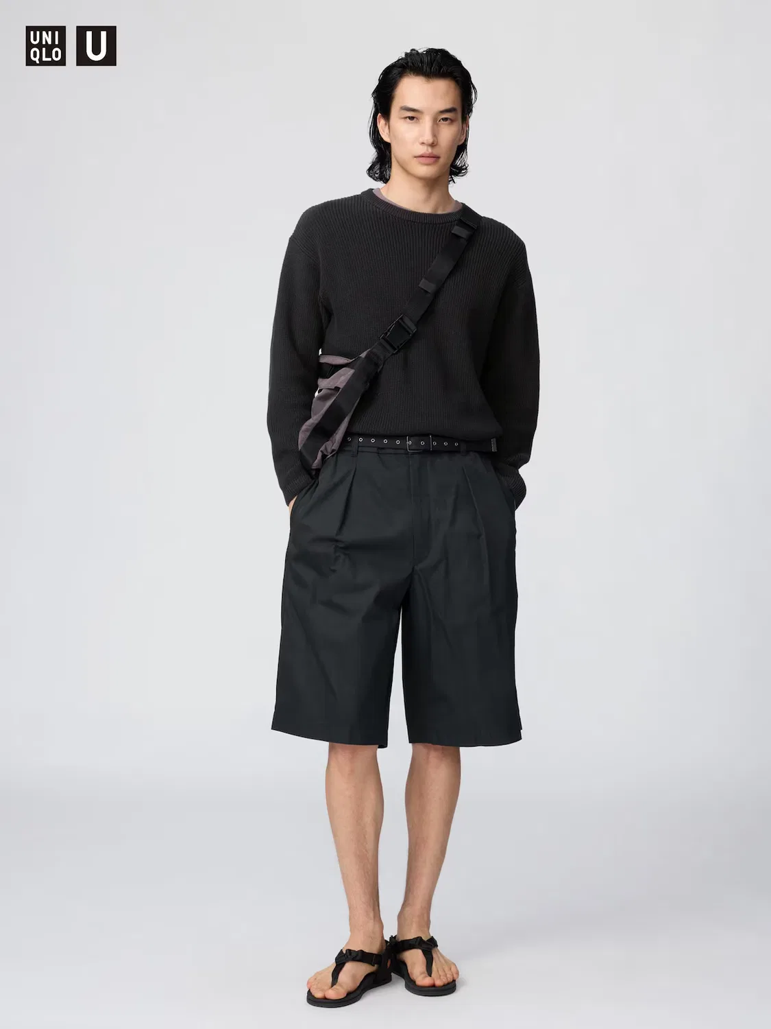 Шорты Uniqlo, широкие, черные