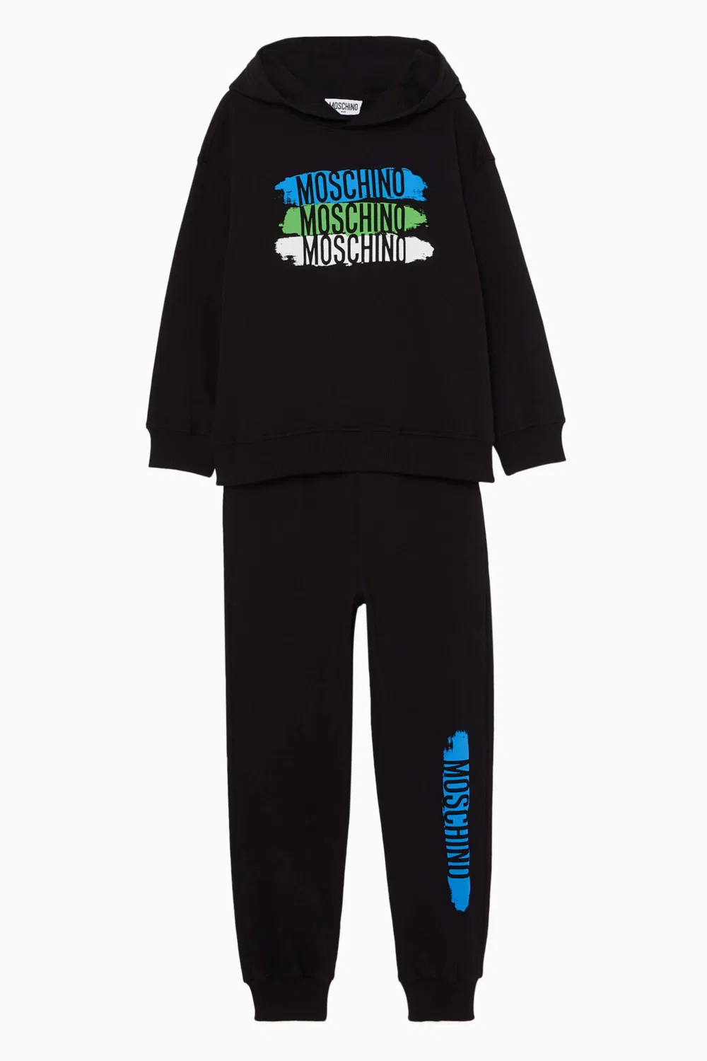 Комплект спортивный с капюшоном с принтом логотипа Moschino, черный
