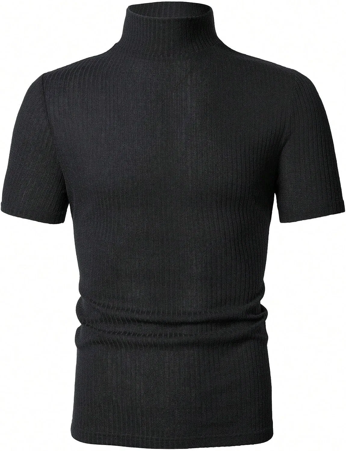 Мужская повседневная футболка Ribbed Short Sleeve, Black — фото 3