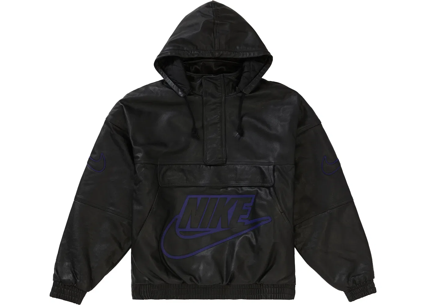 Мужской кожаный анорак с брендингом Nike Supreme, черный