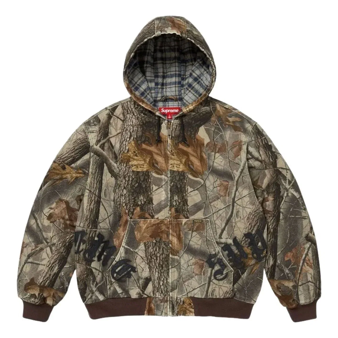Мужская куртка FW26 Leather Applique Hooded Work Jacket 'Realtree Hardwoods Camo' Supreme, Realtree Hardwoods Camo