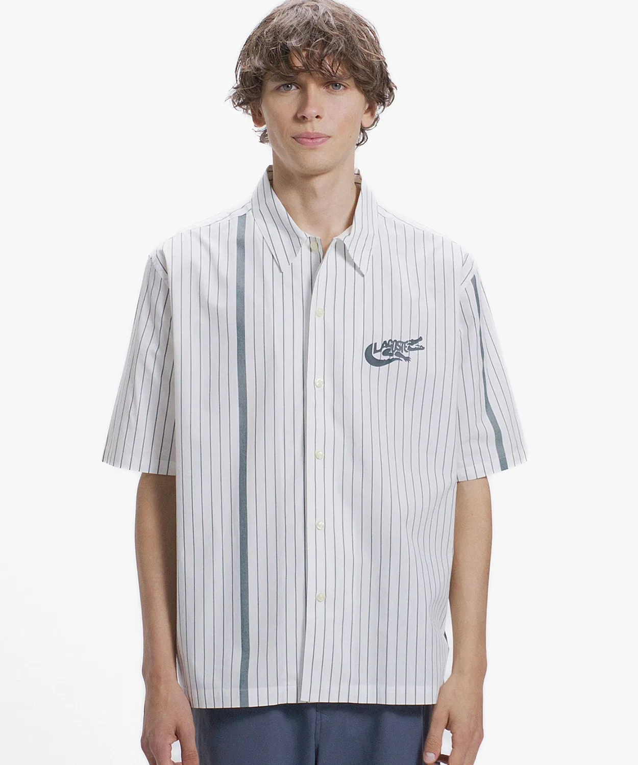 Мужская рубашка с длинным рукавомPanel Stripe Open Shirt LACOSTE, Off White
