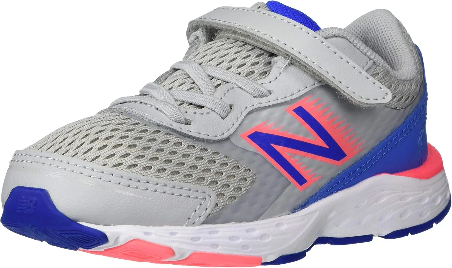 Детские кроссовки для мальчиков с липучкой 680 V6 New Balance, Light Aluminum/Faded Cobalt/Guava