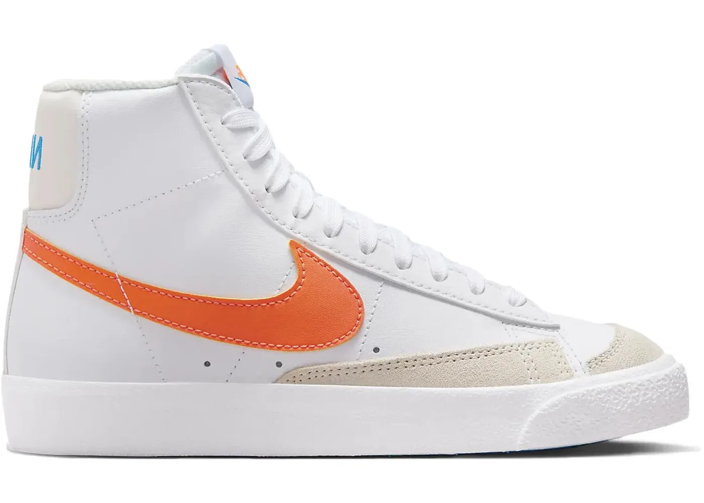 Детские кроссовки без шнурков Nike Blazer Mid 77, White/Photo Blue/Phantom/Total Orange