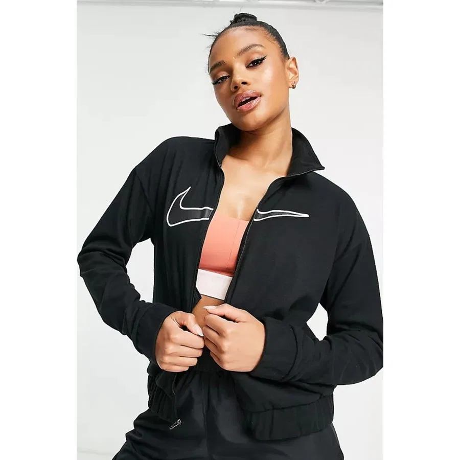 Женская куртка Nike Dri-Fit Swoosh Graphic Running Full-Zip, Черный — фото 3