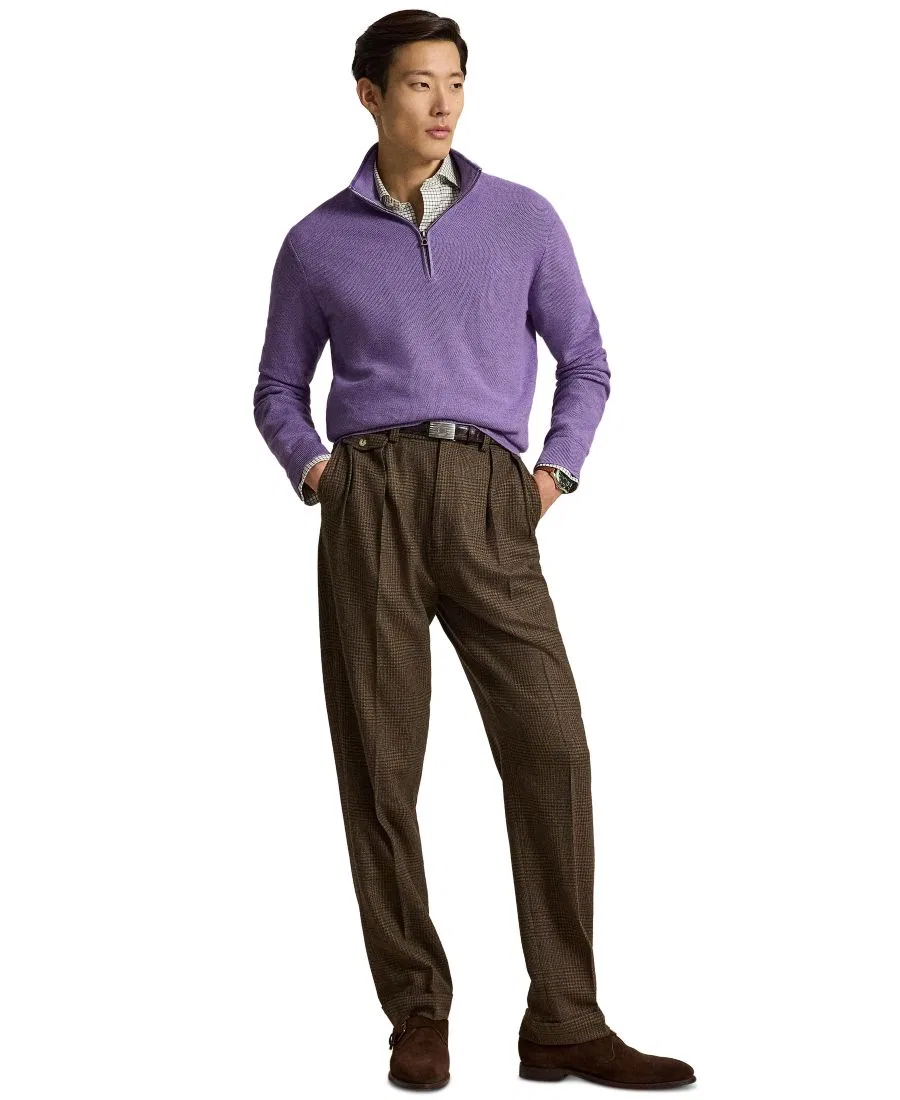 Мужской свитер с воротником-гольф и молнией из хлопка Polo Ralph Lauren, Light Coronet Purple Heather — фото 2