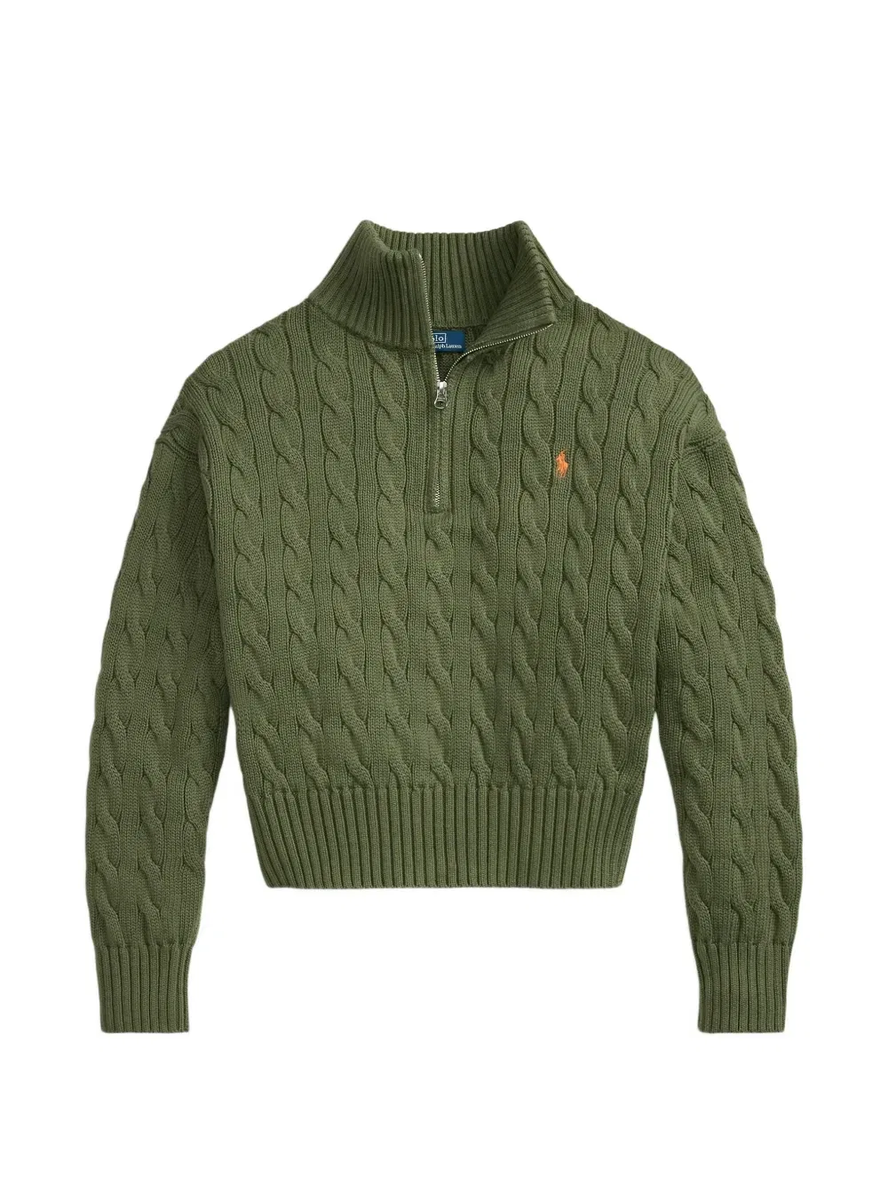 Свитер с фактурной вязкой с коркой молнией Polo Ralph Lauren, зеленый