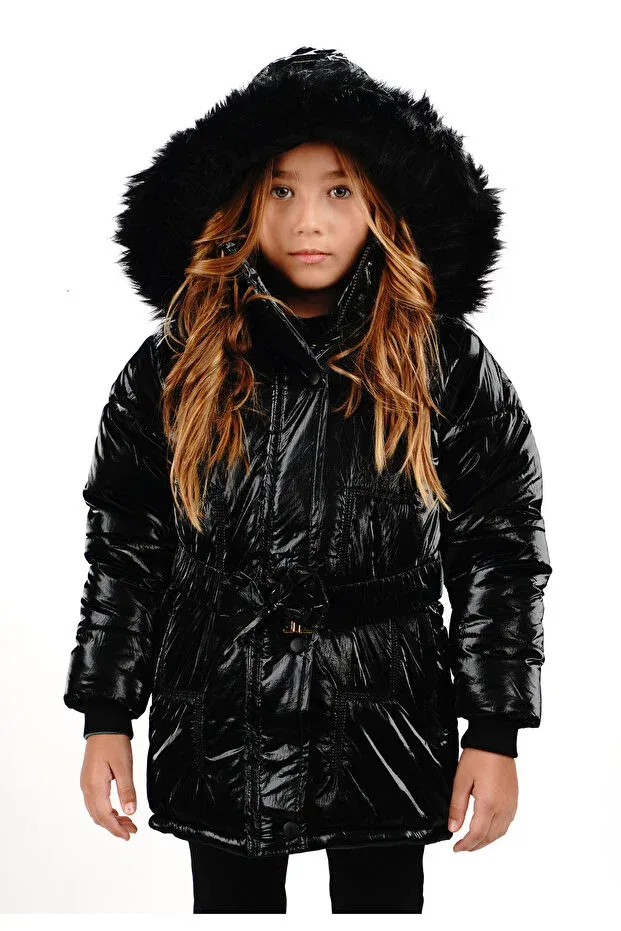 Детское пальто для девочек с капюшоном Basics Dublino Kids, Black