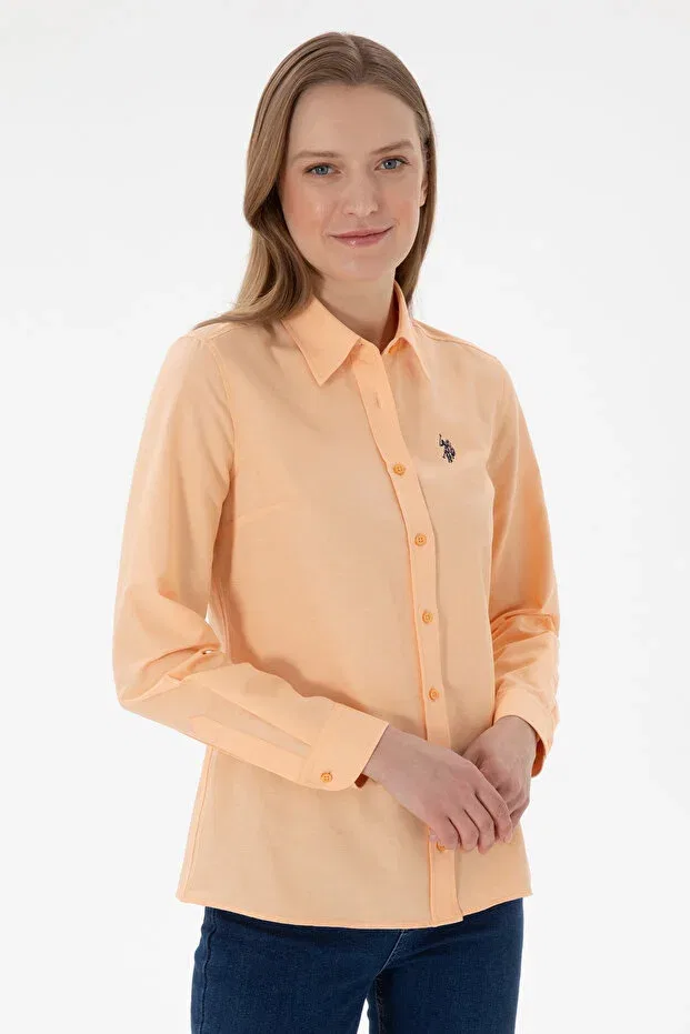 Женская рубашка с длинным рукавом Basics U.S. Polo Assn., Melon — фото 2