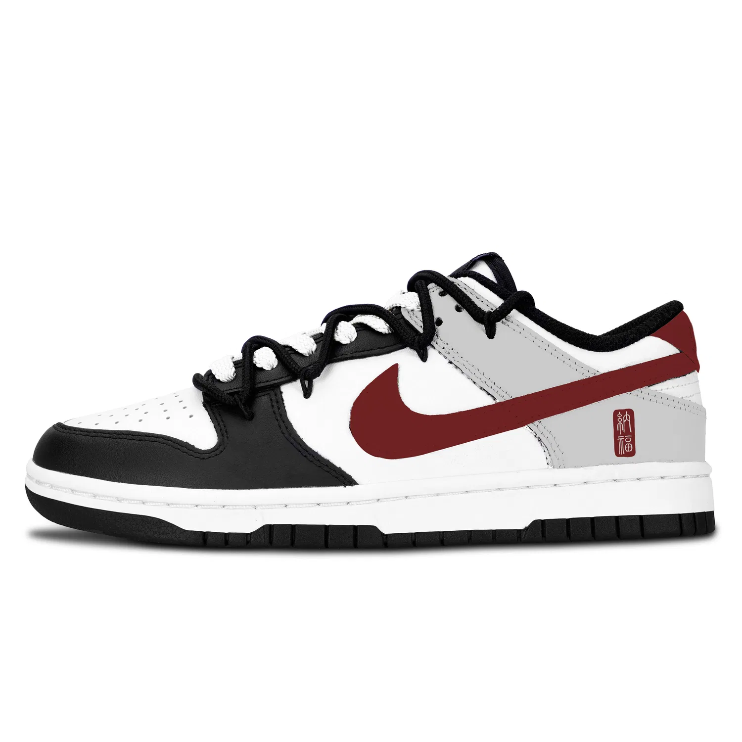 Детские низкие кроссовки для скейтбординга из кожи Nike Dunk Skateboard Shoes, Gray Red