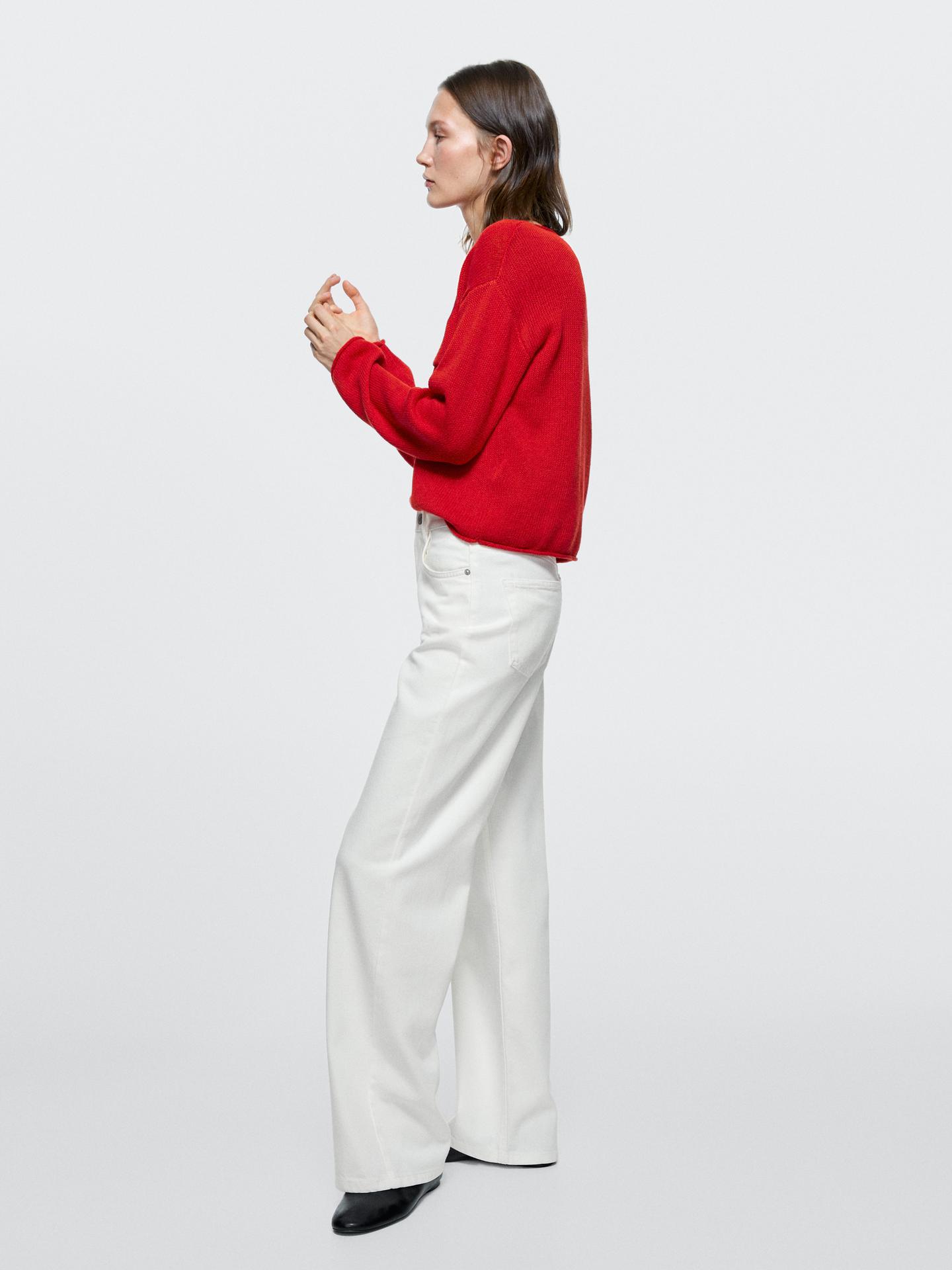 Джинсы Massimo Dutti High-Waist Wide-Leg, белый — фото 4