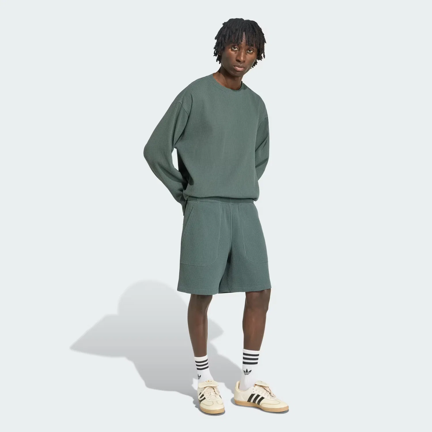 Мужские шорты вафельной вязки Equipment Waffle Adidas Originals, Legend Ivy — фото 3