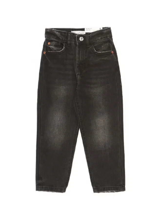 Джинсы прямые с потертостями Zara, черный