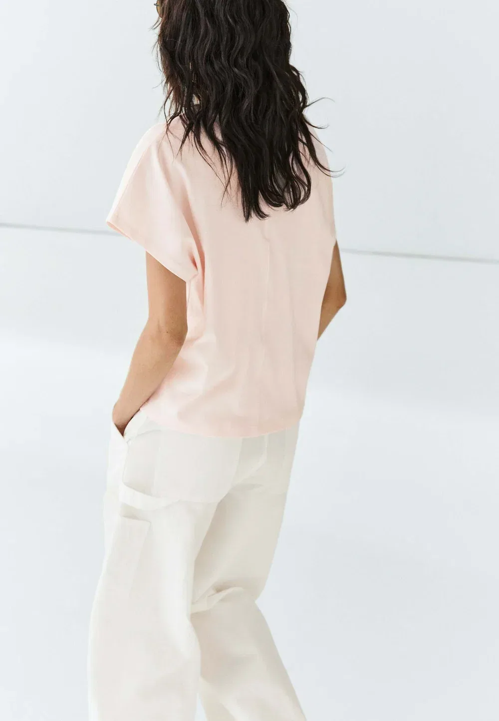 Простая футболка Massimo Dutti, Pink — фото 3