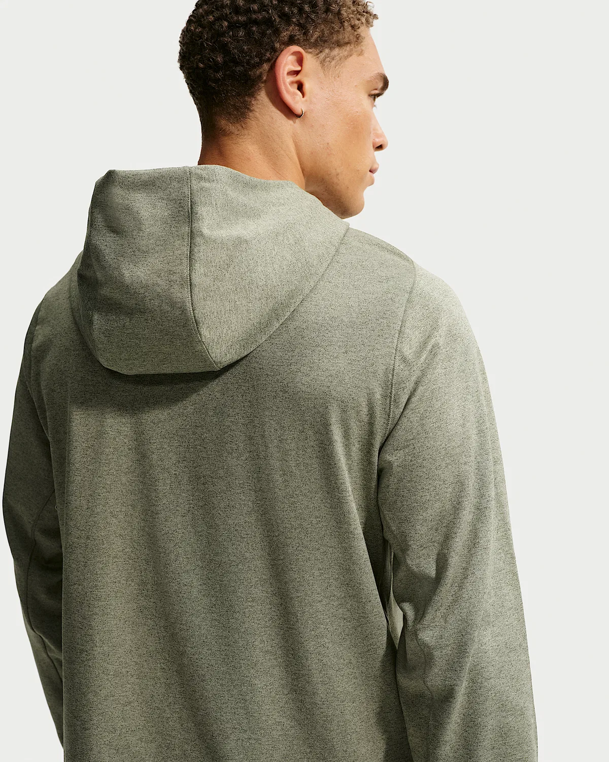 Мужская спортивная худи Nike Primary NanoKnit Dri-FIT с защитой от УФ, Light Army/Medium Olive/Heather/Light Army — фото 2