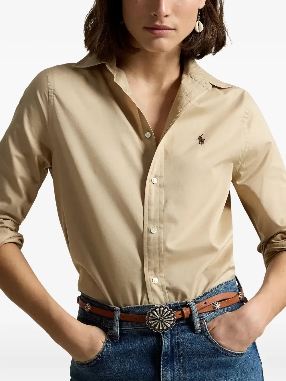 Твиловая рубашка Polo Ralph Lauren, бежевый — фото 3