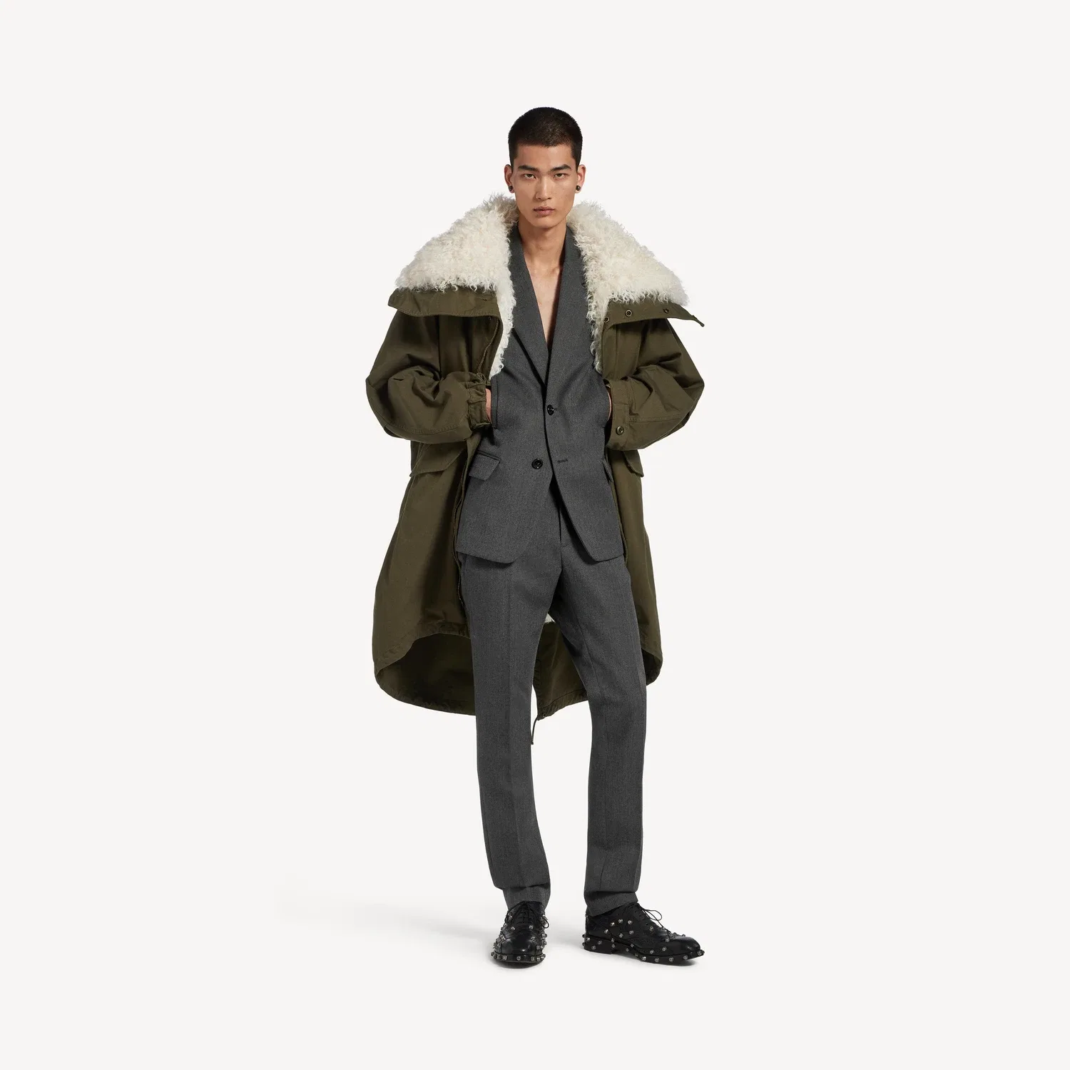 Мужской приталенный пиджак темно-серого цвета Balenciaga, серый — фото 2