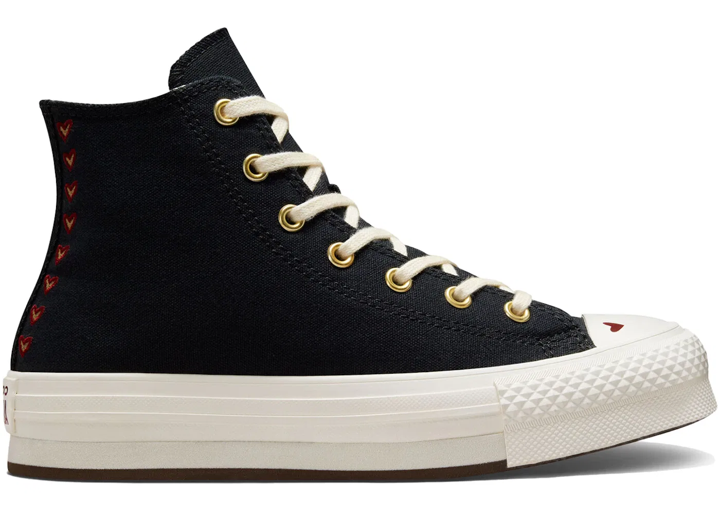 Детские кеды на платформе с принтом Converse Chuck Taylor Lift Platform Hi Valentine's Day Hearts (2023) (GS), Black/Egret/Back Ally Brick