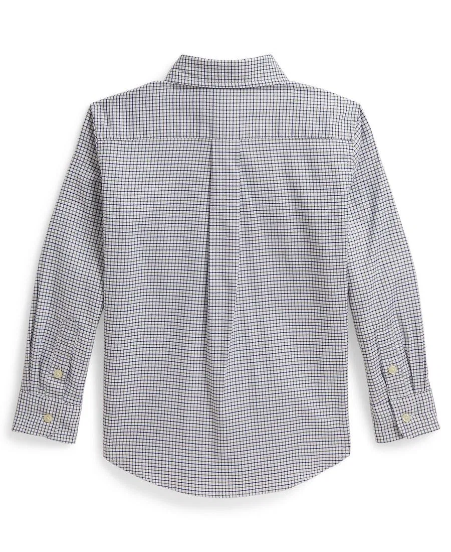 Рубашка с принтом Performance Oxford, модель Checked Polo Ralph Lauren, White Olive Multi — фото 2