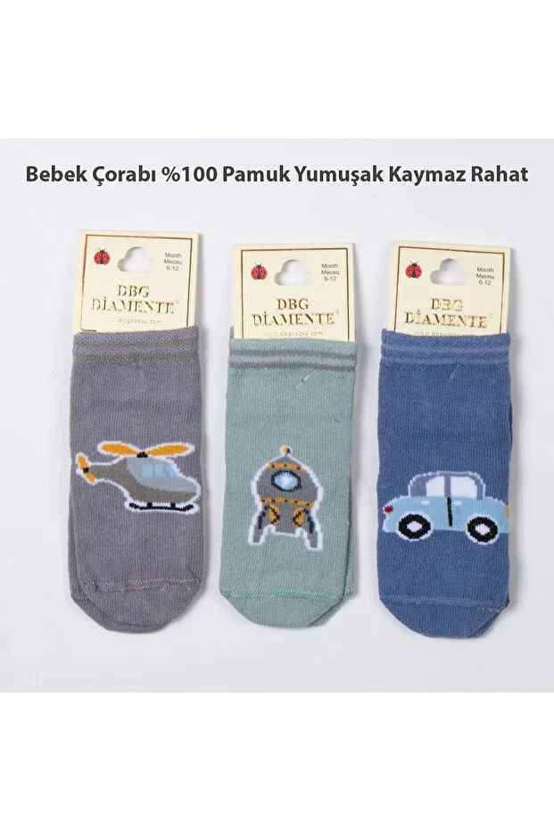 Детские носки хлопковые 3-предметный набор Dbg Çorap, Multicolor — фото 4