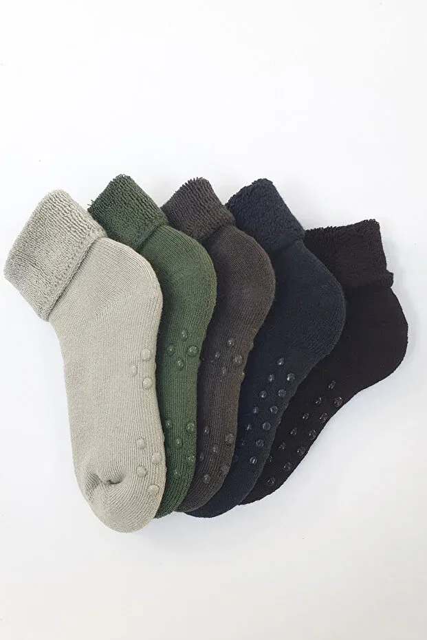 Детские носки с нескользящей подошвой 5 шт Mem Socks, Green-Gray-Smoked — фото 2